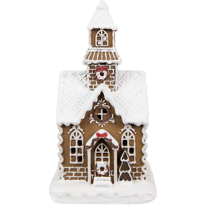 Clayre & Eef Gingerbread House with LED 13x11x25 cm Polyresin Christmas Decoration