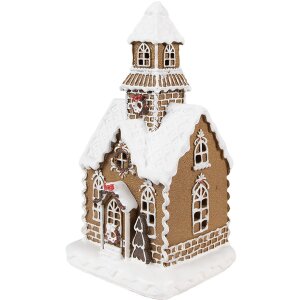 Clayre & Eef Gingerbread House with LED 13x11x25 cm Polyresin Christmas Decoration