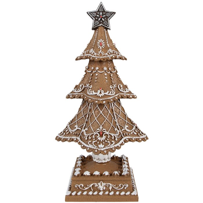 Clayre & Eef Christmas Decoration Tree Ø18x32cm Brown Gingerbread Design Polyresin