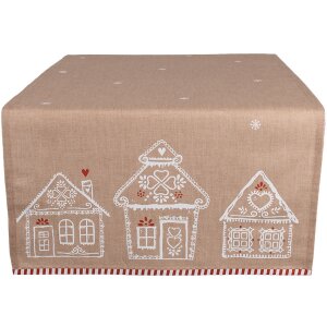 Clayre Eef table runner gingerbread house 50x140 cm brown...