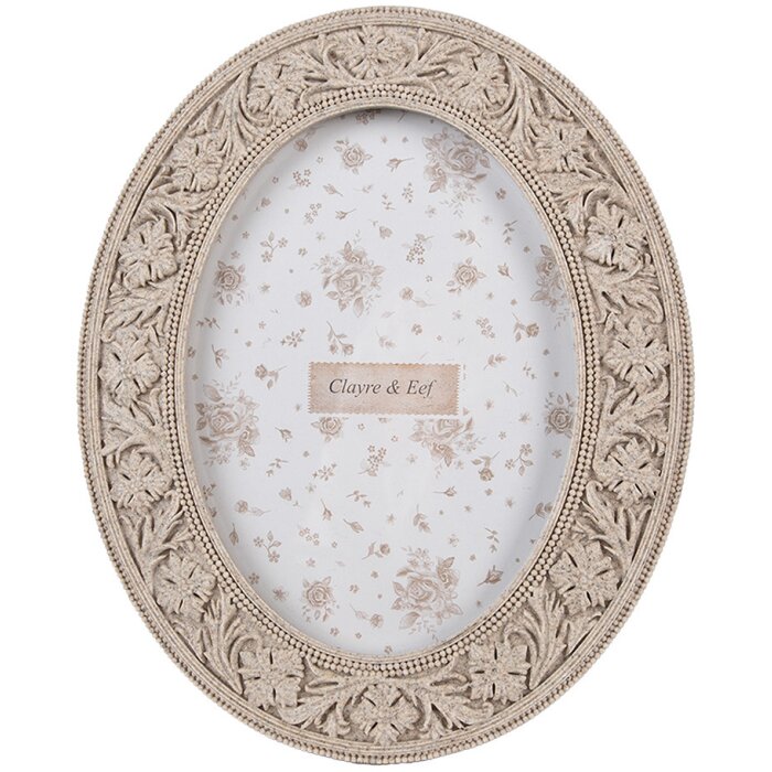 Clayre & Eef 2F1166 Picture Frame Beige Oval 19x23 cm for 13x18 cm Photos Boho