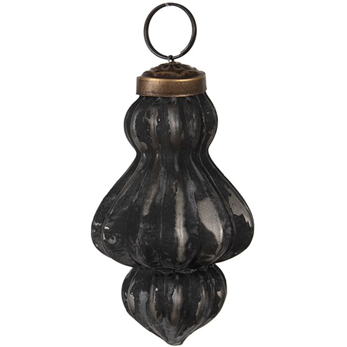 Clayre & Eef 6GL4693 Christmas Tree Bauble Black Grey Ø 5x8 cm Glass