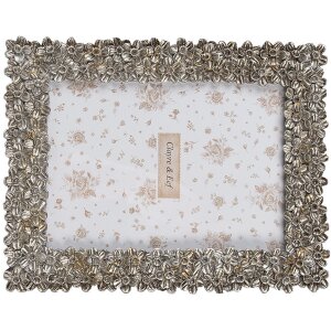 Clayre & Eef 2F1183 Photo Frame Silver Coloured 18x2x23 cm Retro Floral Design