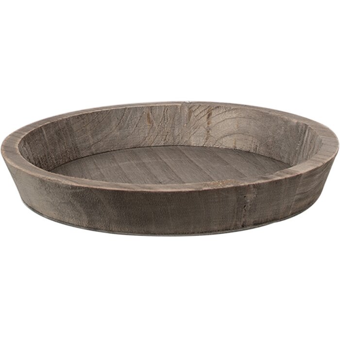 Clayre & Eef Decorative Bowl Wood Ø 27x4 cm Brown Boho Style Rustic