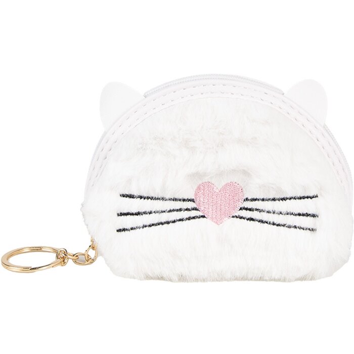 Juleeze JZWA0209 Wallet 12x2x9 cm white cat motif with heart and key ring