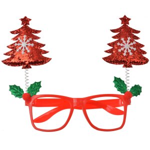 Clayre & Eef Christmas Glasses Red with Trees 19x3x15 cm