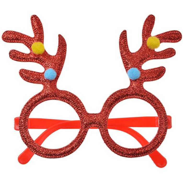 Clayre & Eef Glasses with Antlers Red 17x3x12 cm Christmas Decoration