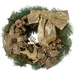 Clayre & Eef Christmas Wreath Gold Green Ø...