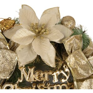 Clayre & Eef 65773 Christmas Wreath Gold coloured green Ø 30x8 cm plastic