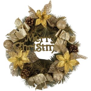 Clayre & Eef 65774 Decoration Wreath Christmas Gold...