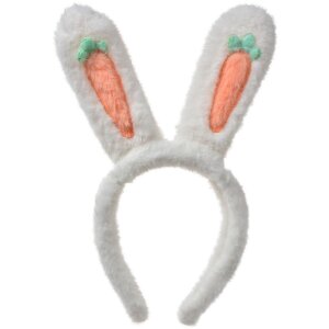 Clayre & Eef Hairband with Ears White Orange 13x4x28 cm