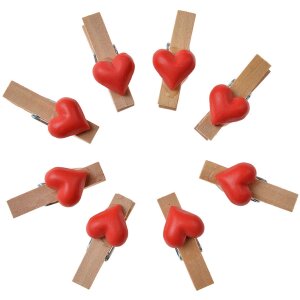 Clayre & Eef 65636 Clamp with heart set of 8 red...