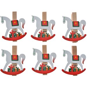 Clayre & Eef 65637 Clamp with rocking horse set 6...