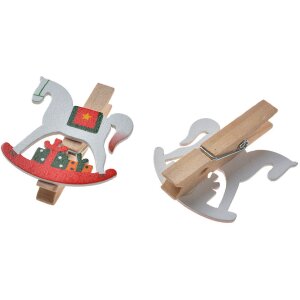 Clayre & Eef 65637 Clamp with rocking horse set 6...