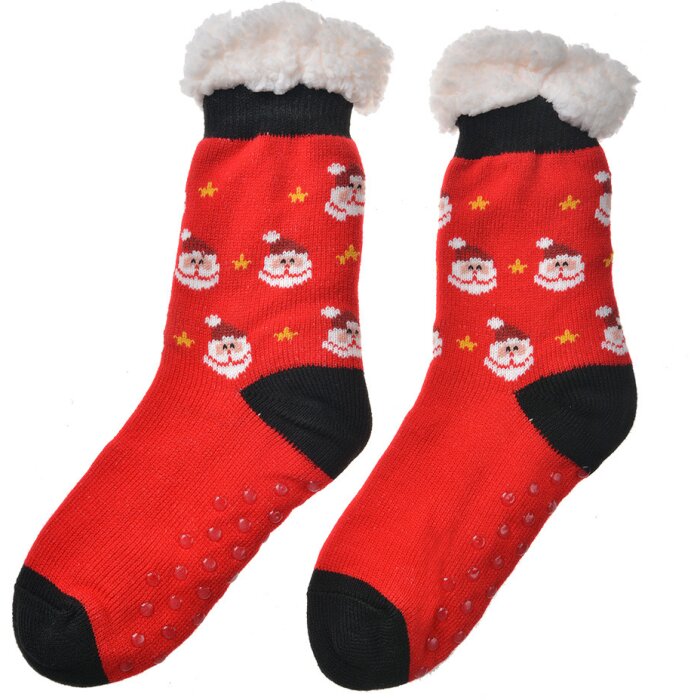 Juleeze JZSK0028 Socks Red One Size with non-slip studs and warm lining