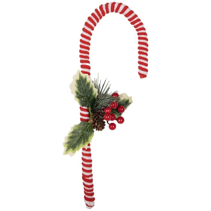 Clayre & Eef 65852 Christmas decoration candy cane red white 13x3x30 cm plastic