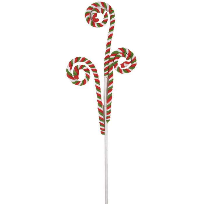 Clayre & Eef 65857 Decoration Candy Cane 68 cm Red Green Plastic