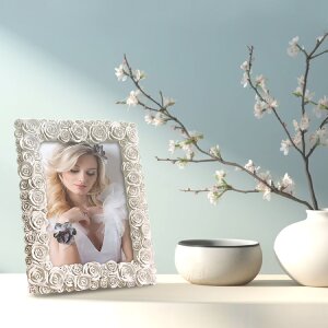 ZEP Portrait Frame Rose White 20x25 cm synthetic resin with rose decoration