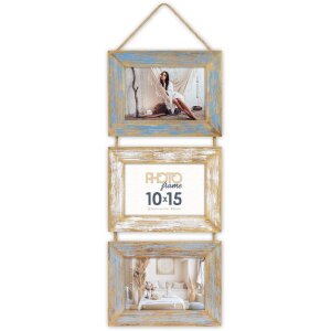 ZEP Wooden picture frame Voiron 3 photos 10x15 cm Blue...