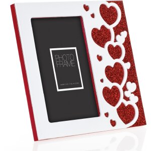 ZEP Wooden photo frame Rosalia 10x15 cm heart glitter display stand