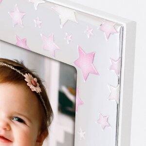 ZEP B22546P Baby frame Daniel 10x15 cm pink silver-plated star angel motif