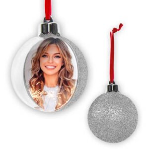 ZEP Christmas bauble with photo 10x10 cm silver for hanging