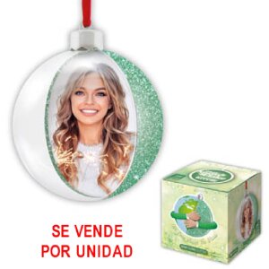 ZEP Christmas bauble with photo 7.5x7.5 cm green for hanging