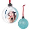 ZEP Christmas bauble with photo 10x10 cm blue for hanging