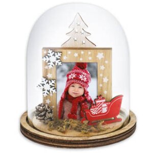 ZEP Christmas photo frame Herman glass dome 5x7 cm wood red