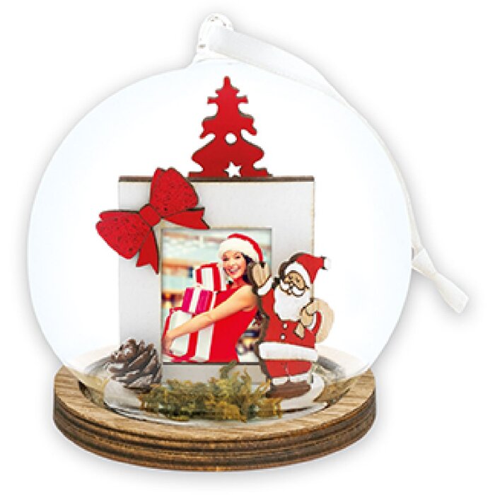 ZEP Christmas bauble Franz wood plastic photo 3.5x4.5 cm 9 cm Christmas