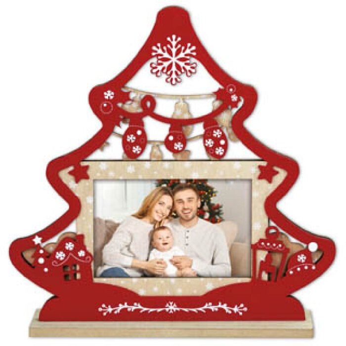 ZEP Christmas picture frame Mila wood 10x15 cm red natural tones decoration