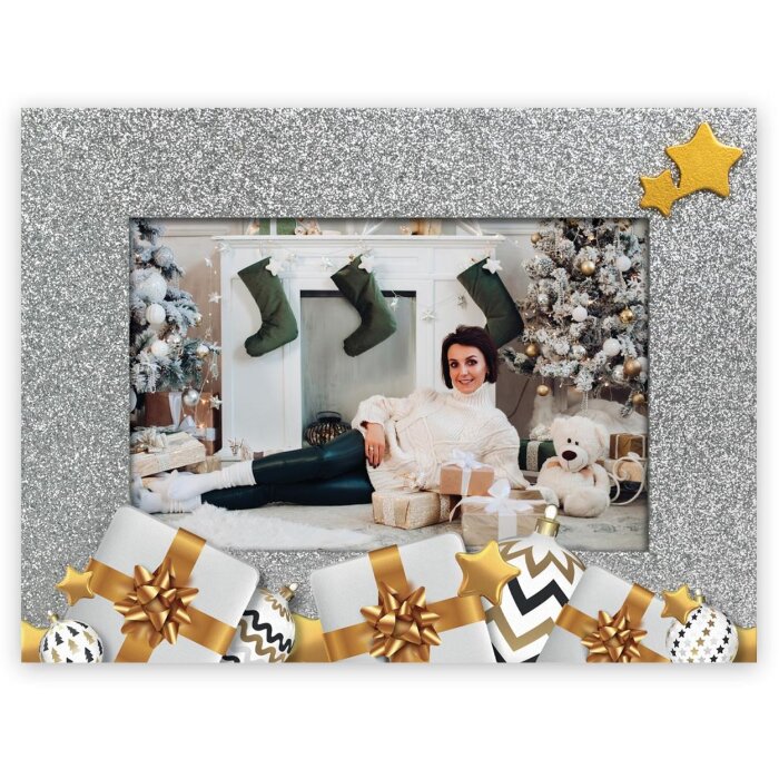 ZEP ZT2024 Silvy 10x15 cm wooden picture frame silver gold star Christmas