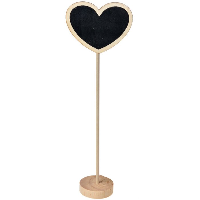 Clayre & Eef 65646 Chalkboard Heart Shape on Stand Black Brown 8x5x27 cm