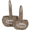 Clayre & Eef 65715 Basket Set 2 pieces Seagrass Flower 20x16/28x16 cm