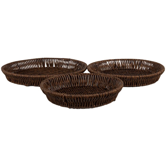 Clayre & Eef 65717 Storage Basket Set 3 Brown Round Ø 28/25/22 cm Plastic