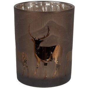 Clayre & Eef 6GL4662 Tealight Holder Brown Deer Motif...