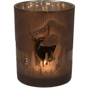 Clayre & Eef 6GL4662 Tealight Holder Brown Deer Motif...