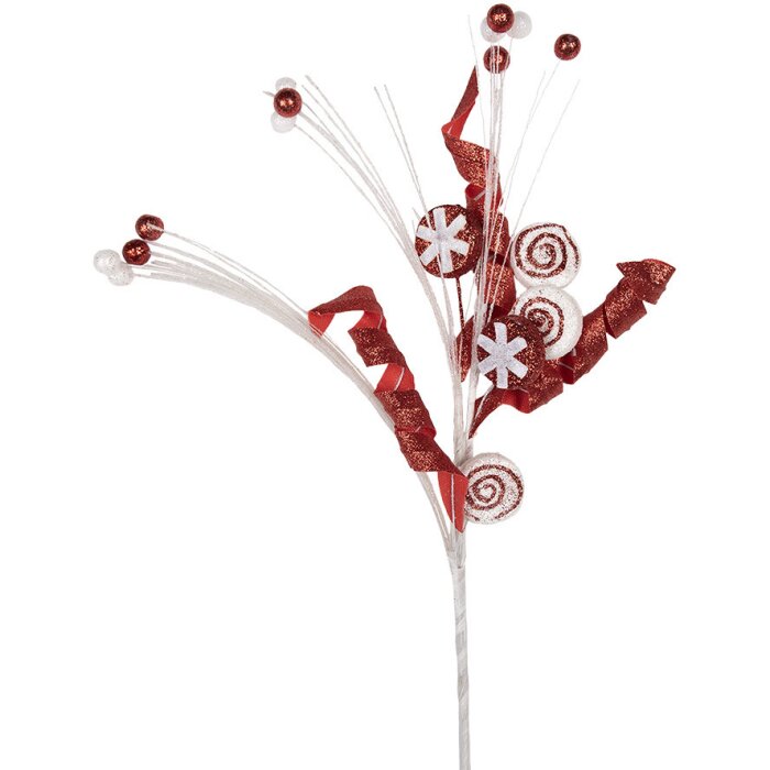 Clayre & Eef 65866 Lollipop Decoration Red White 15x3x42 cm Plastic