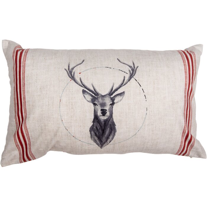 Clayre & Eef NWV36-4 Cushion Cover Beige Red Deer Motif Country Style 30x50 cm