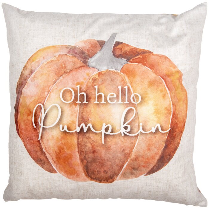 Clayre & Eef PPS21 Cushion Cover 45x45 cm Beige Orange Oh Hello Pumpkin Autumn