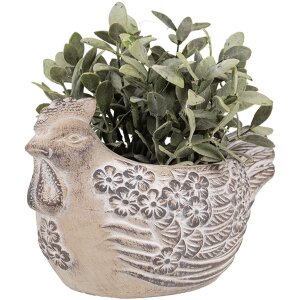 Clayre & Eef 6TE0542L Flower Pot Chicken Beige Brown 26x16x15 cm