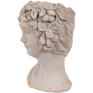 Clayre & Eef 6TE0546L Flower Pot Head Stone Grey...