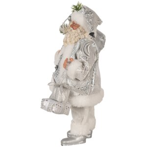 Clayre & Eef 65587 Father Christmas 18x11x28 cm Silver White