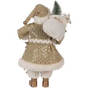 Clayre & Eef Father Christmas Decorative Figure Gold White 17x10x27 cm