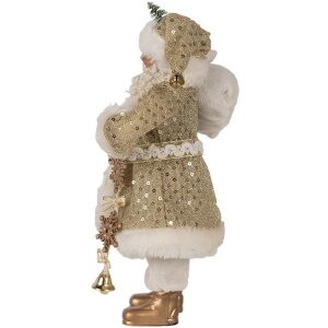 Clayre & Eef Father Christmas Decorative Figure Gold White 17x10x27 cm