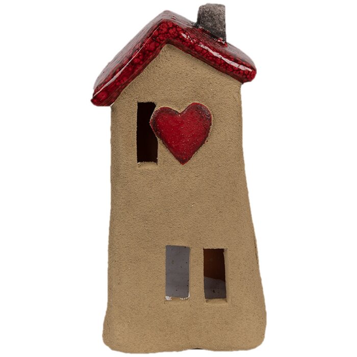 Clayre & Eef 6CE1775 Decorative House Brown Red Ceramic 10x7x19 cm Country Style