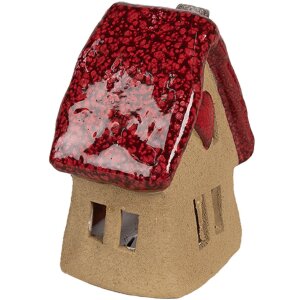 Clayre & Eef 6CE1777 Decoration House Brown Red Ceramic 10x8x13 cm Country Style