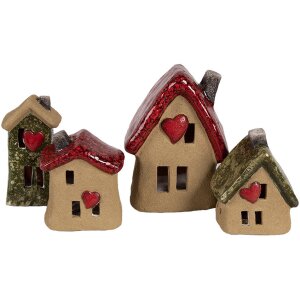 Clayre & Eef 6CE1777 Decoration House Brown Red Ceramic 10x8x13 cm Country Style