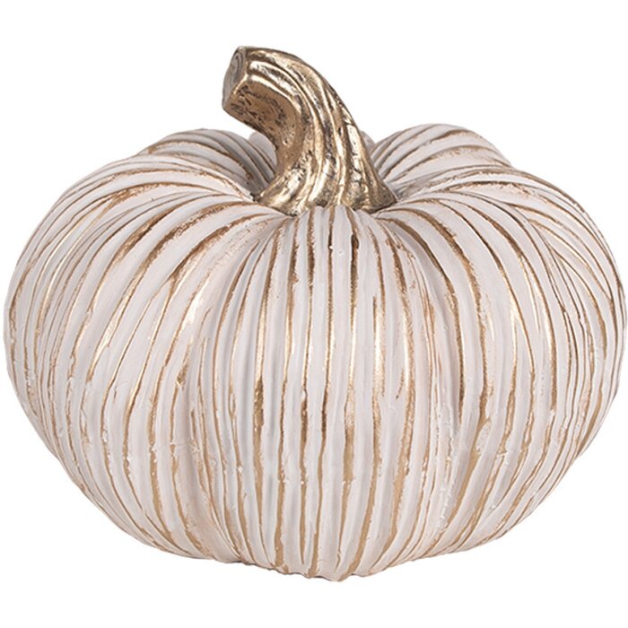 Clayre & Eef 6CE1801 Decorative Pumpkin Gold-coloured White Ø 16x13 cm Ceramic