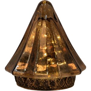 Clayre & Eef 6GL4588 Christmas Tree LED Gold Glass Ø 14x16 cm 2xAAA